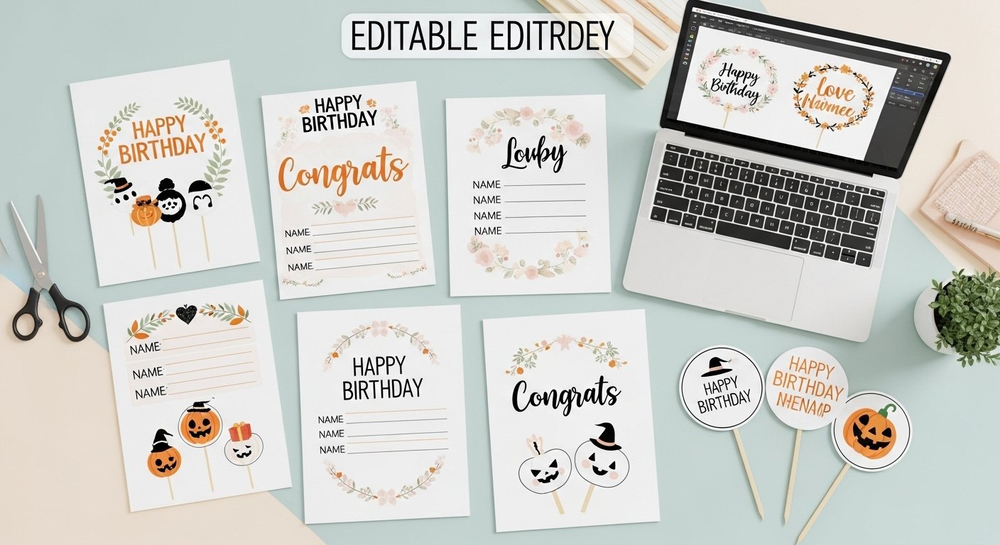 Editable Cake Toppers (Download & Print)